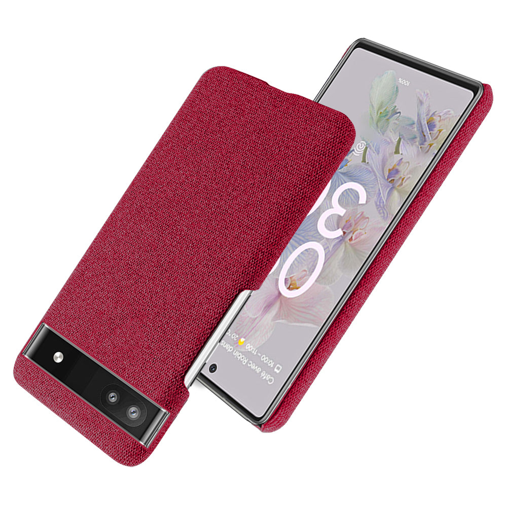 Cloth Texture Coating Shockproof Hard PC Phone Case Shell for Google Pixel 6a