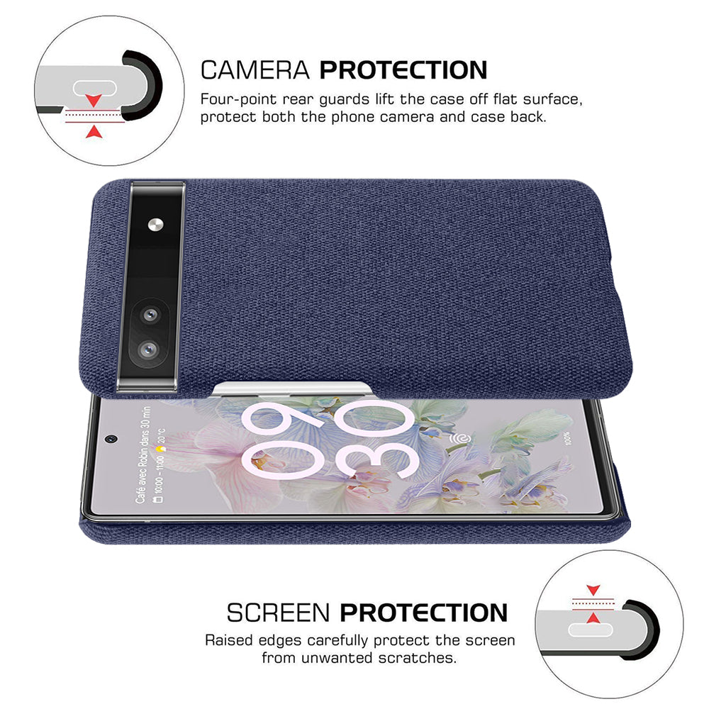 Cloth Texture Coating Shockproof Hard PC Phone Case Shell for Google Pixel 6a