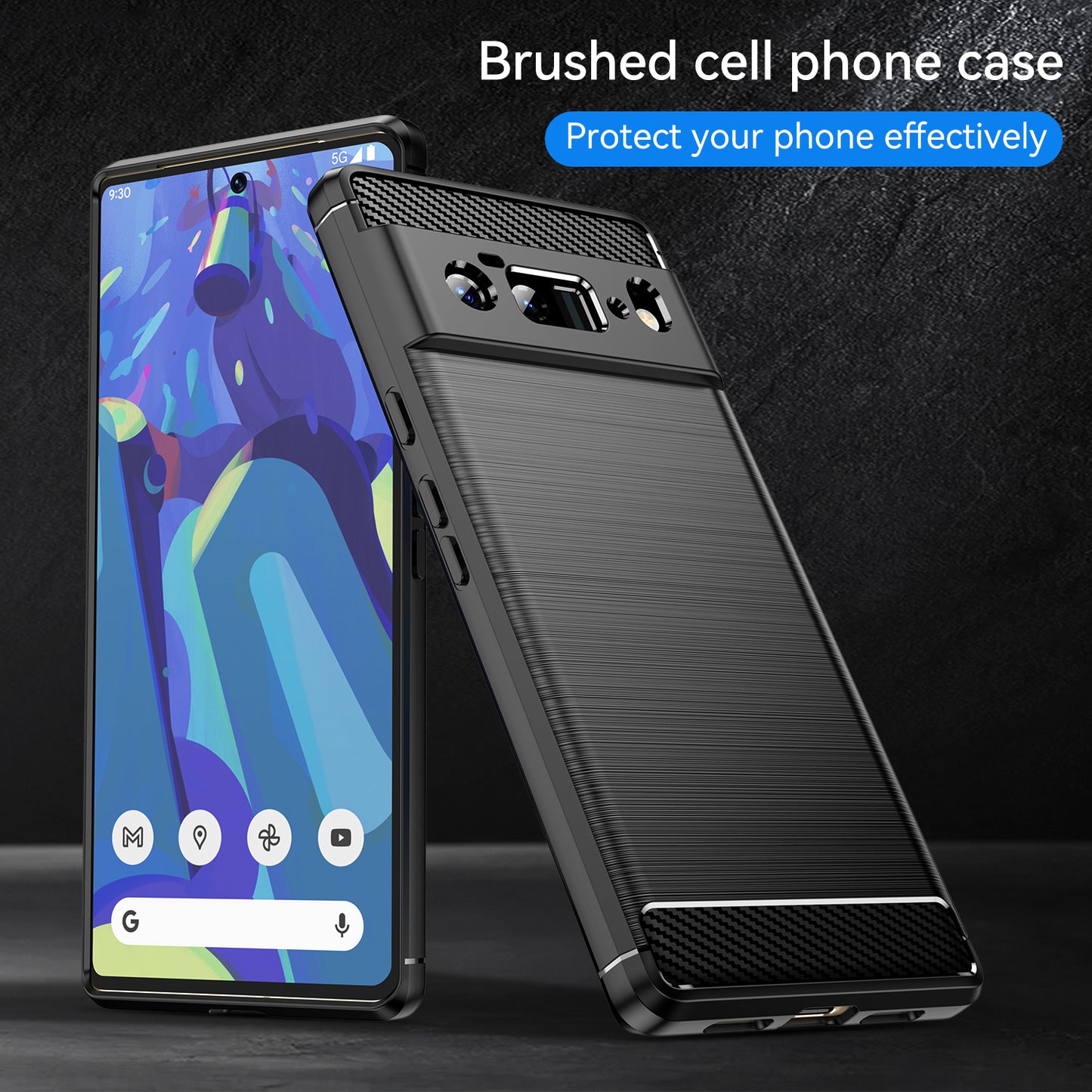 1.8mm Carbon Fiber Texture TPU Case Brushed Surface Anti-Scratch Anti-Fall Phone Protective Cover for Google Pixel 6 Pro