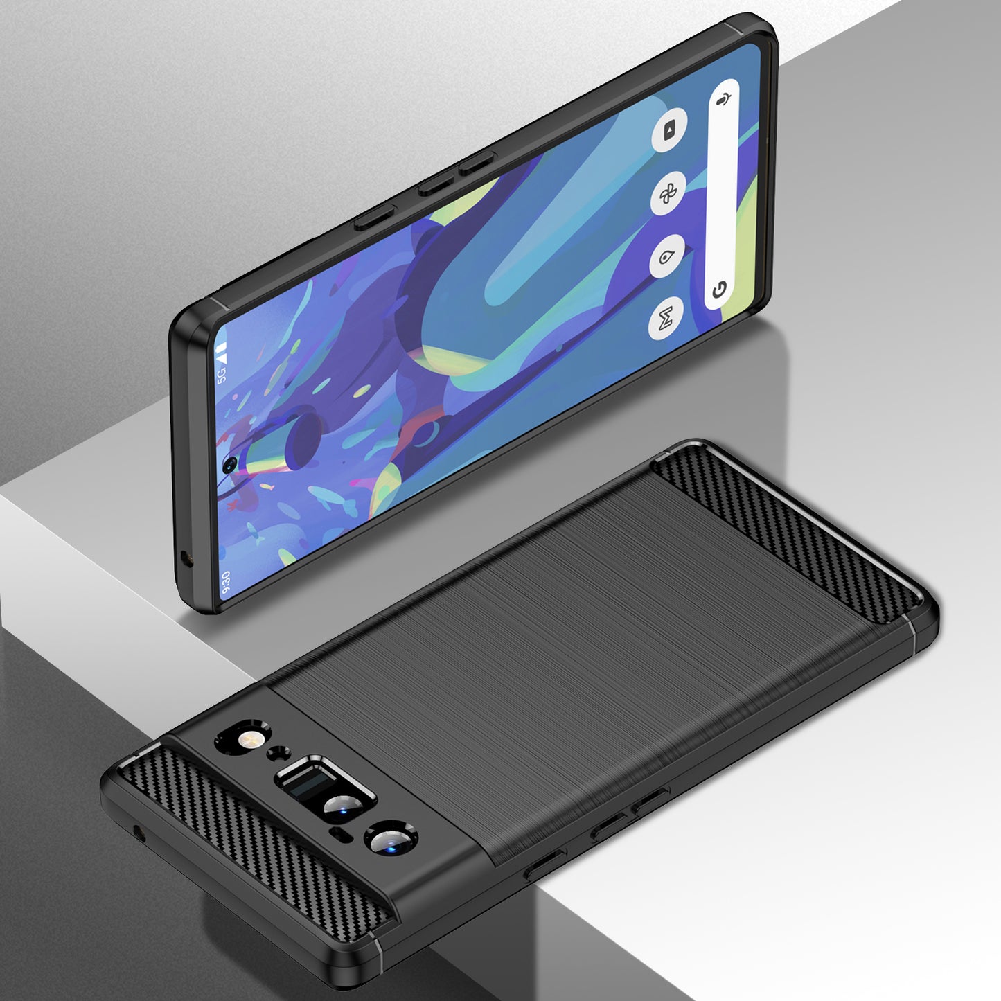 1.8mm Carbon Fiber Texture TPU Case Brushed Surface Anti-Scratch Anti-Fall Phone Protective Cover for Google Pixel 6 Pro