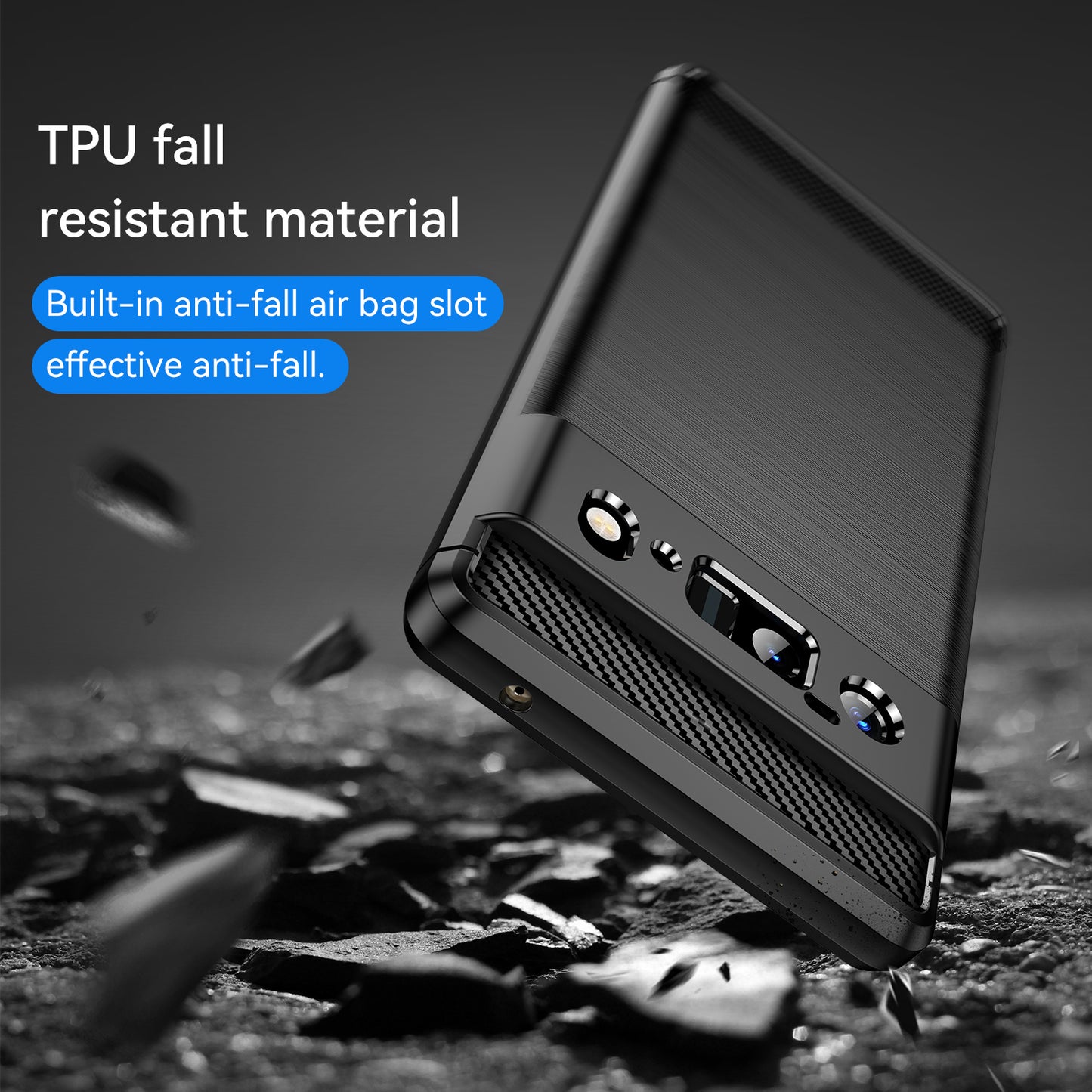 1.8mm Carbon Fiber Texture TPU Case Brushed Surface Anti-Scratch Anti-Fall Phone Protective Cover for Google Pixel 6 Pro