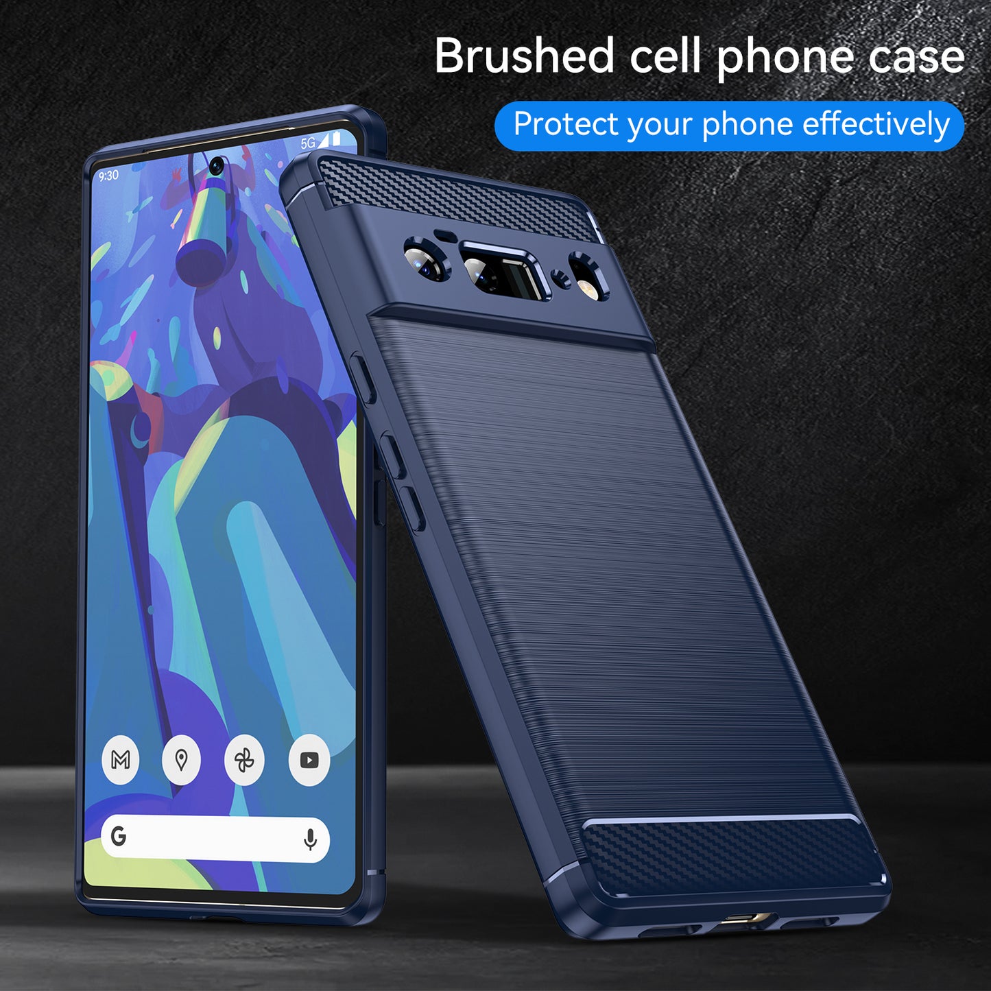 1.8mm Carbon Fiber Texture TPU Case Brushed Surface Anti-Scratch Anti-Fall Phone Protective Cover for Google Pixel 6 Pro