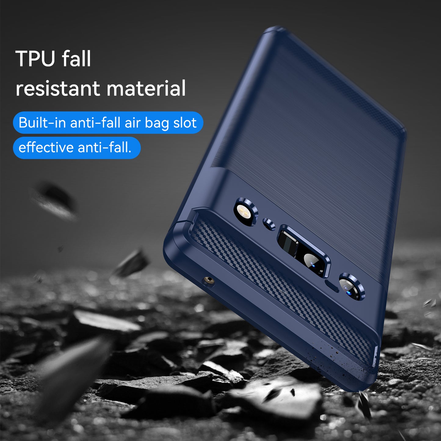 1.8mm Carbon Fiber Texture TPU Case Brushed Surface Anti-Scratch Anti-Fall Phone Protective Cover for Google Pixel 6 Pro