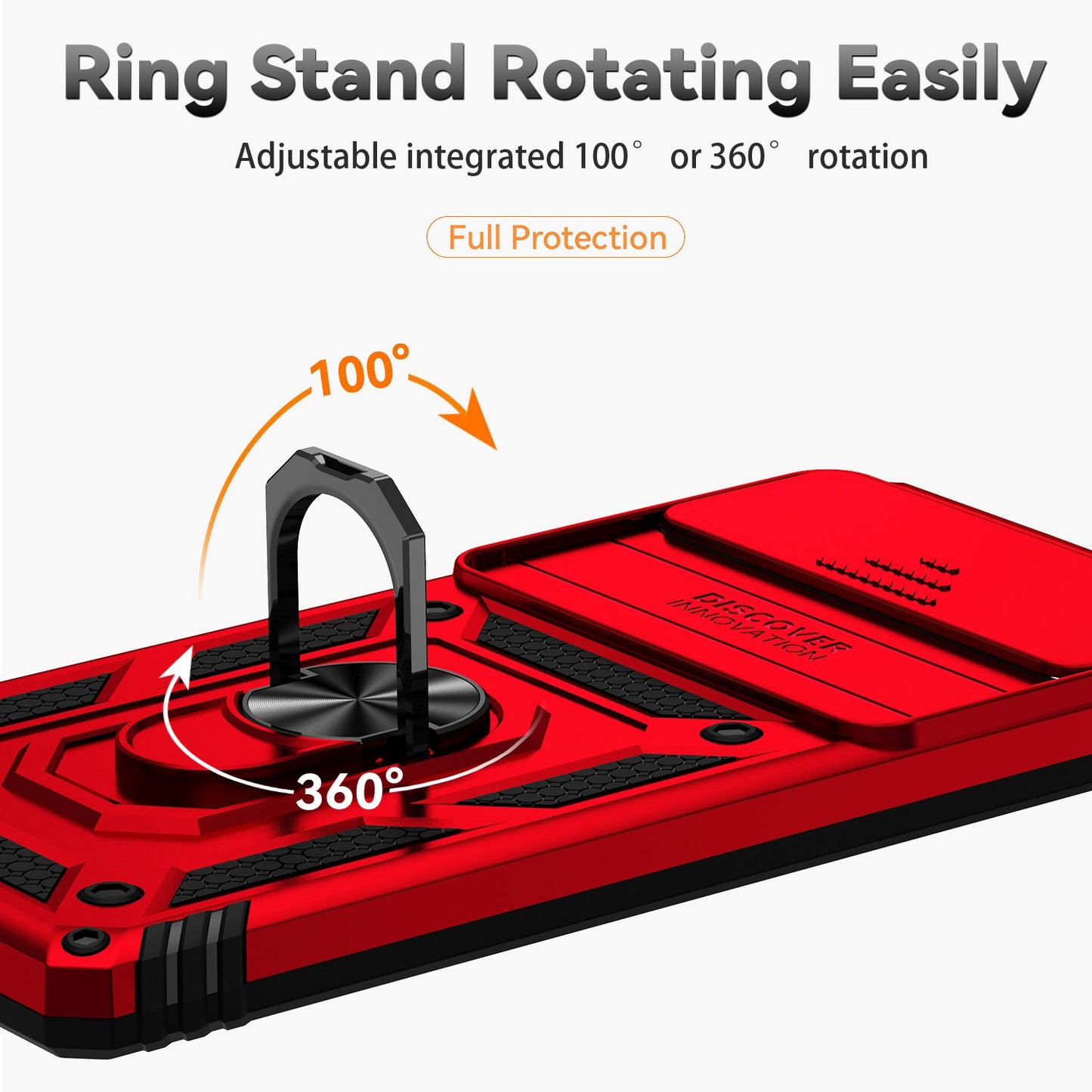 For Google Pixel 6 Ring Holder Metal Kickstand Phone Case Hard PC + TPU Shell with Slide Camera Protection Cover