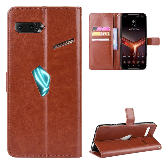 Crazy Horse Texture Leather Phone Shell Wallet Stand Case for Asus ROG Phone II ZS660KL
