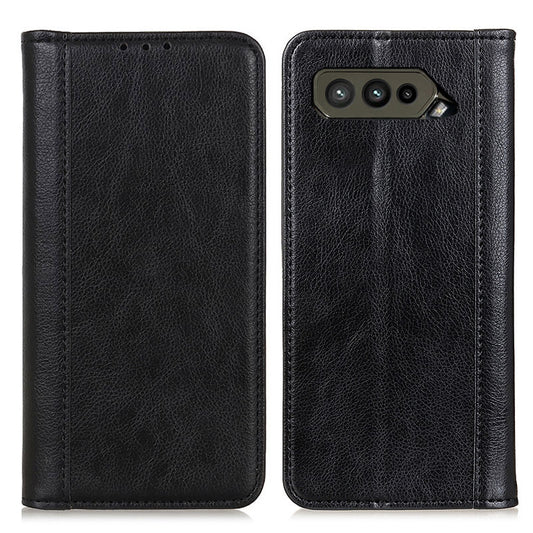Split Leather Wallet Stand Case Auto-absorbed Litchi Texture Cover for Asus ROG Phone 5