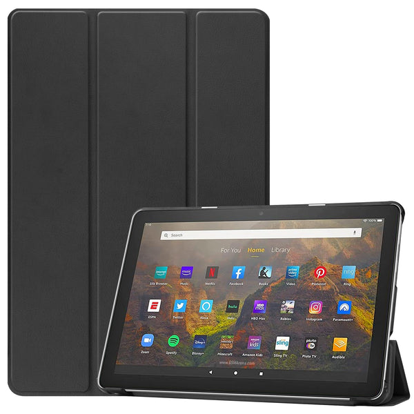 Litch Skin PU Leather Tri-fold Stand Tablet Cover for Amazon Fire HD 10 (2021)