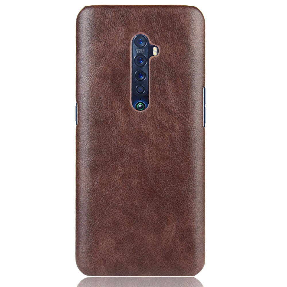 Litchi Texture PU Leather Coated PC Back Case for OPPO Reno 2
