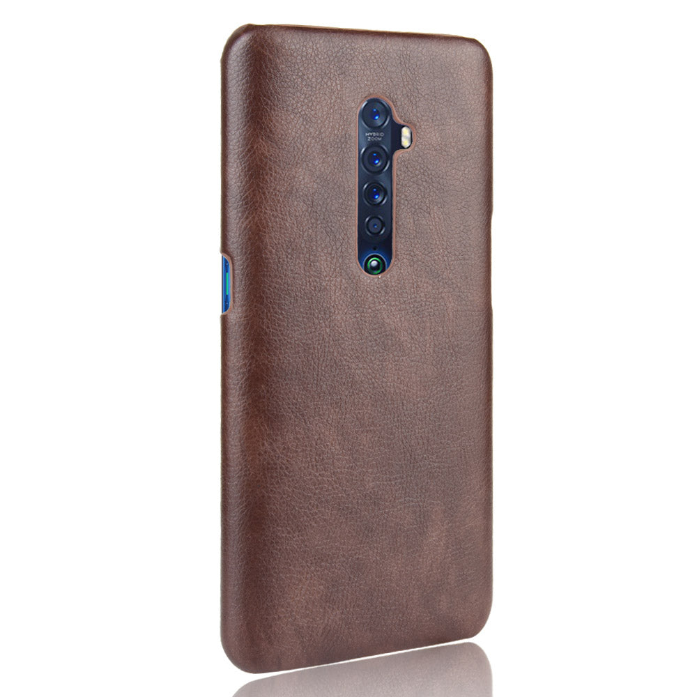Litchi Texture PU Leather Coated PC Back Case for OPPO Reno 2
