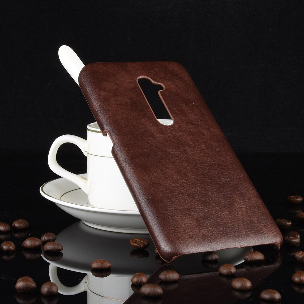 Litchi Texture PU Leather Coated PC Back Case for OPPO Reno 2
