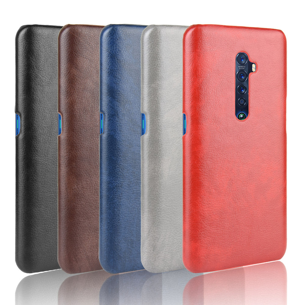 Litchi Texture PU Leather Coated PC Back Case for OPPO Reno 2