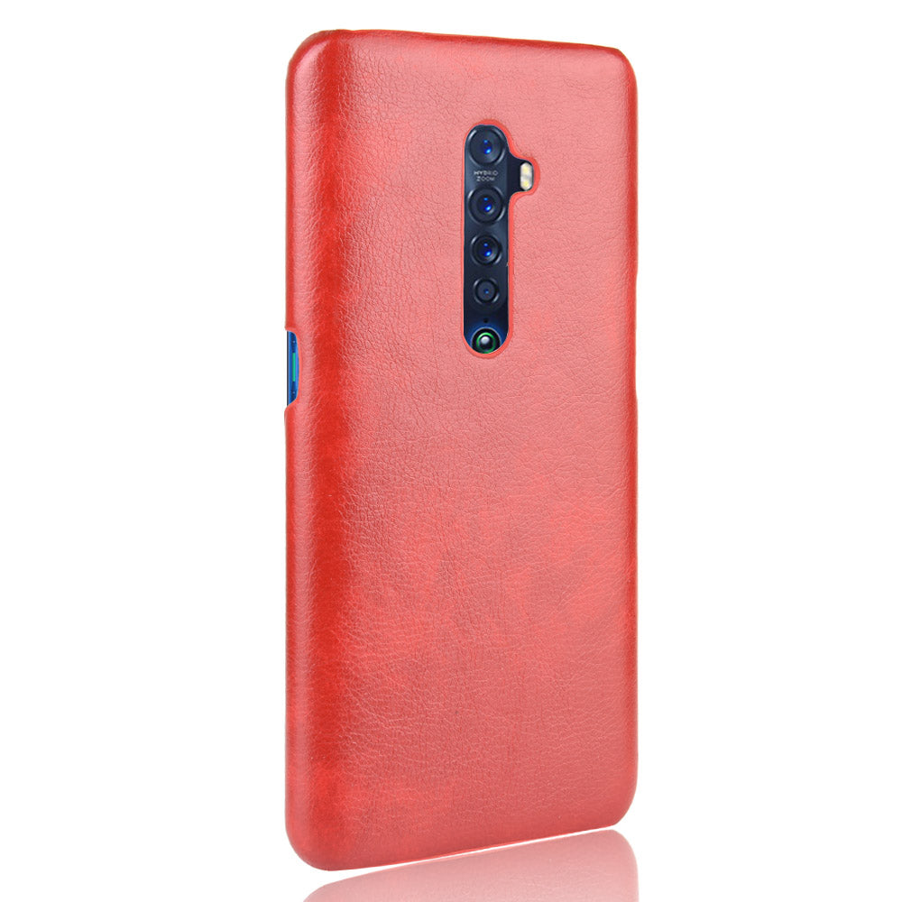 Litchi Texture PU Leather Coated PC Back Case for OPPO Reno 2