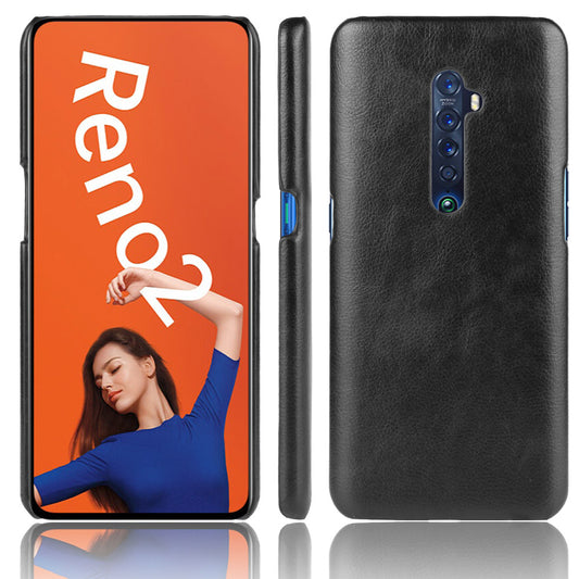 Litchi Texture PU Leather Coated PC Back Case for OPPO Reno 2
