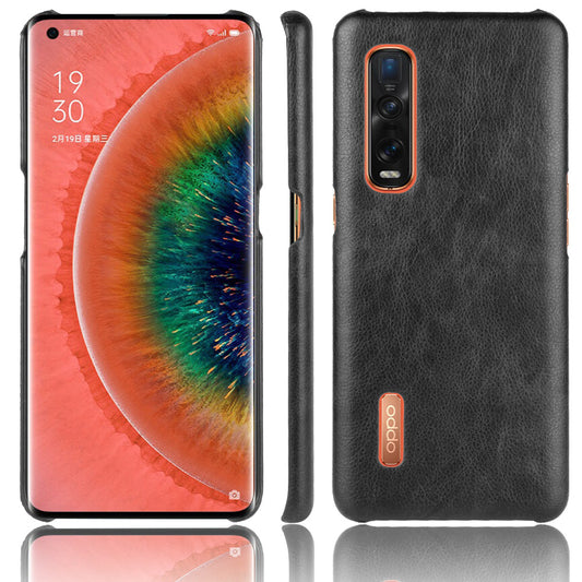 Litchi Texture Protective Leather Coated Hard Plastic Case for Oppo Find X2 Pro (Leather Back)