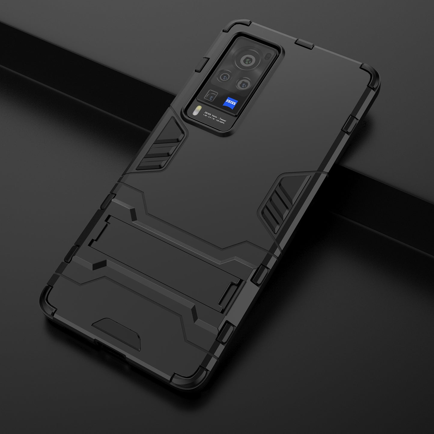 2 in 1 Dual Layer Plastic + TPU Hybrid Phone Cover Case with Kickstand for vivo X60 Pro (China)