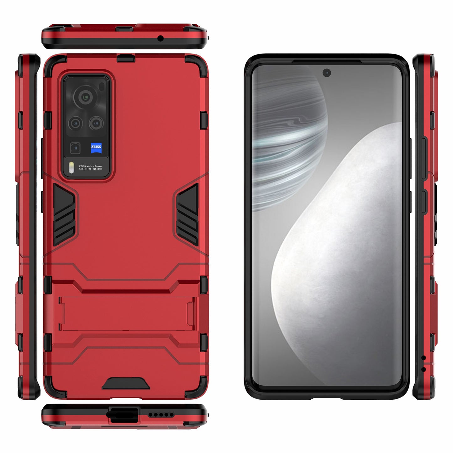 2 in 1 Dual Layer Plastic + TPU Hybrid Phone Cover Case with Kickstand for vivo X60 Pro (China)