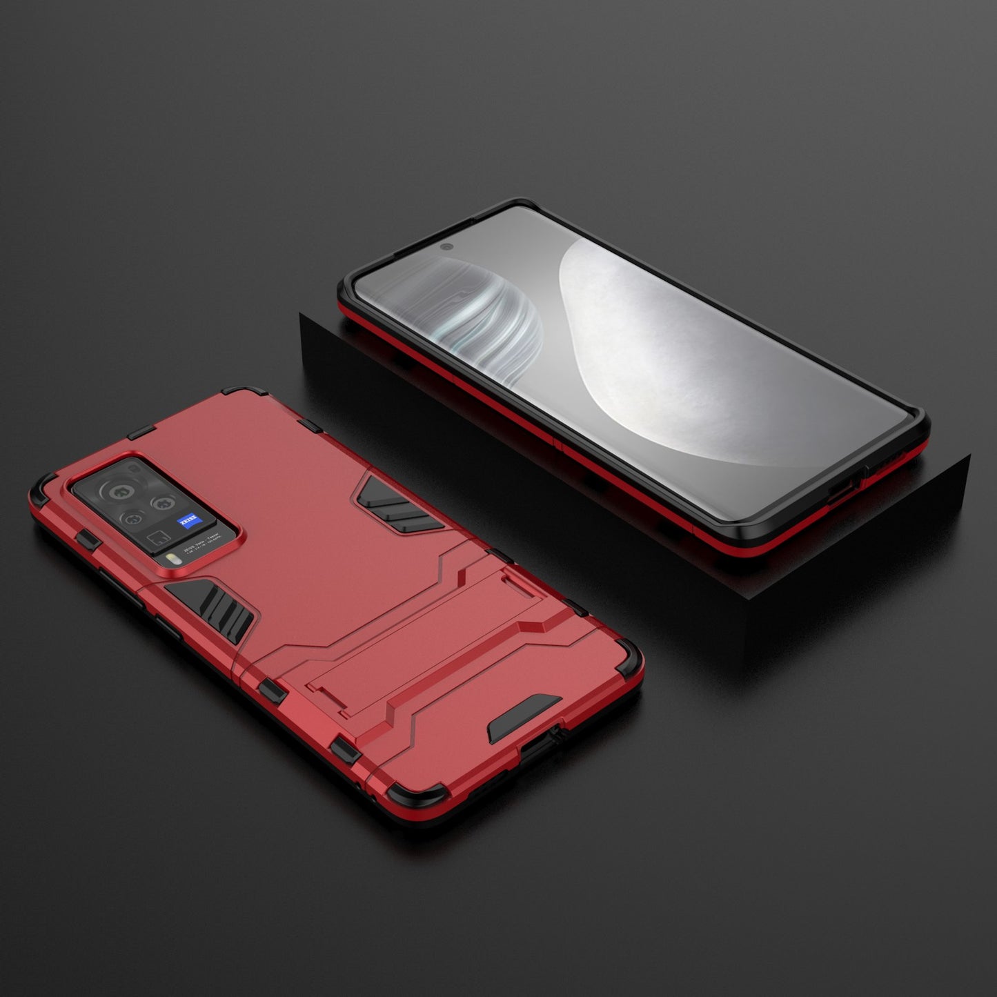 2 in 1 Dual Layer Plastic + TPU Hybrid Phone Cover Case with Kickstand for vivo X60 Pro (China)