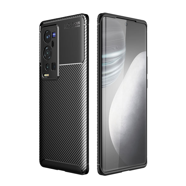 Carbon Fiber Texture Soft TPU Drop-proof Mobile Phone Cover for vivo X60 Pro+ 5G