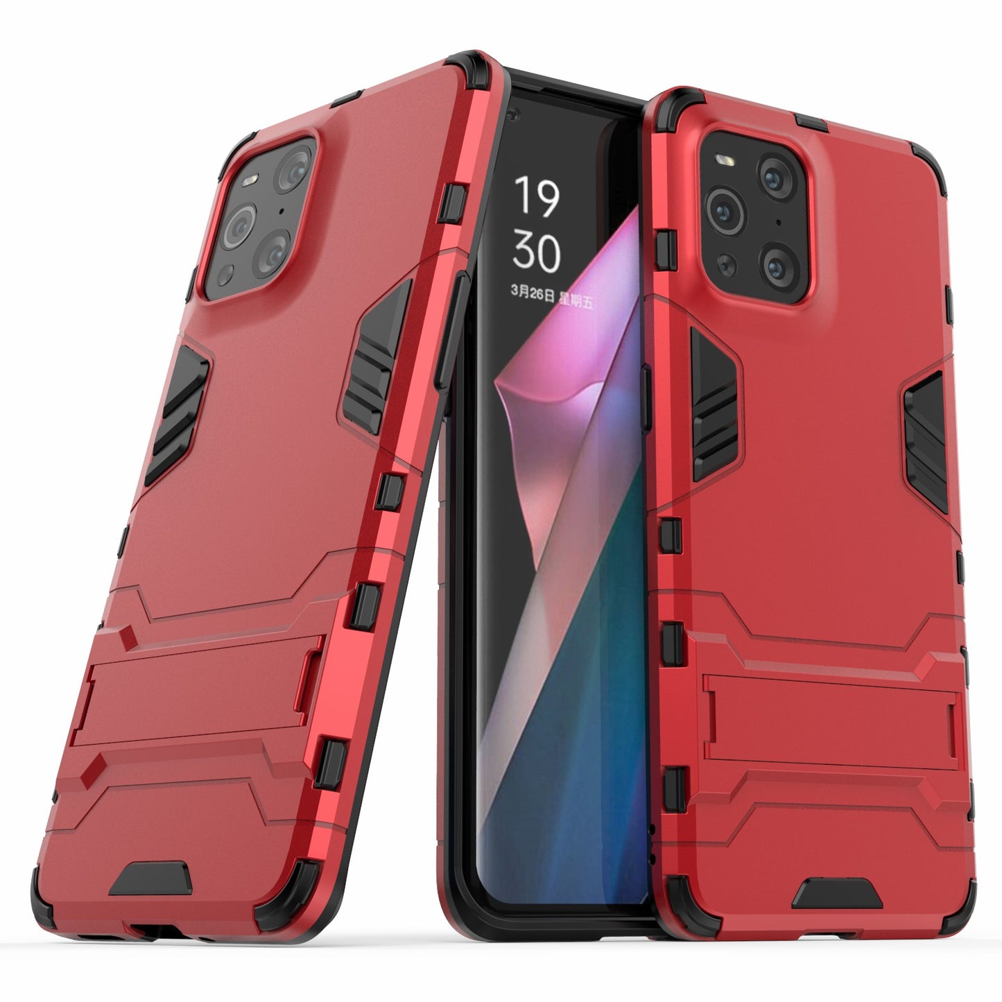 2 in 1 Full Protection Plastic + TPU Combo Hybrid Phone Protector Cover Case with Kickstand for Oppo Find X3/Find X3 Pro