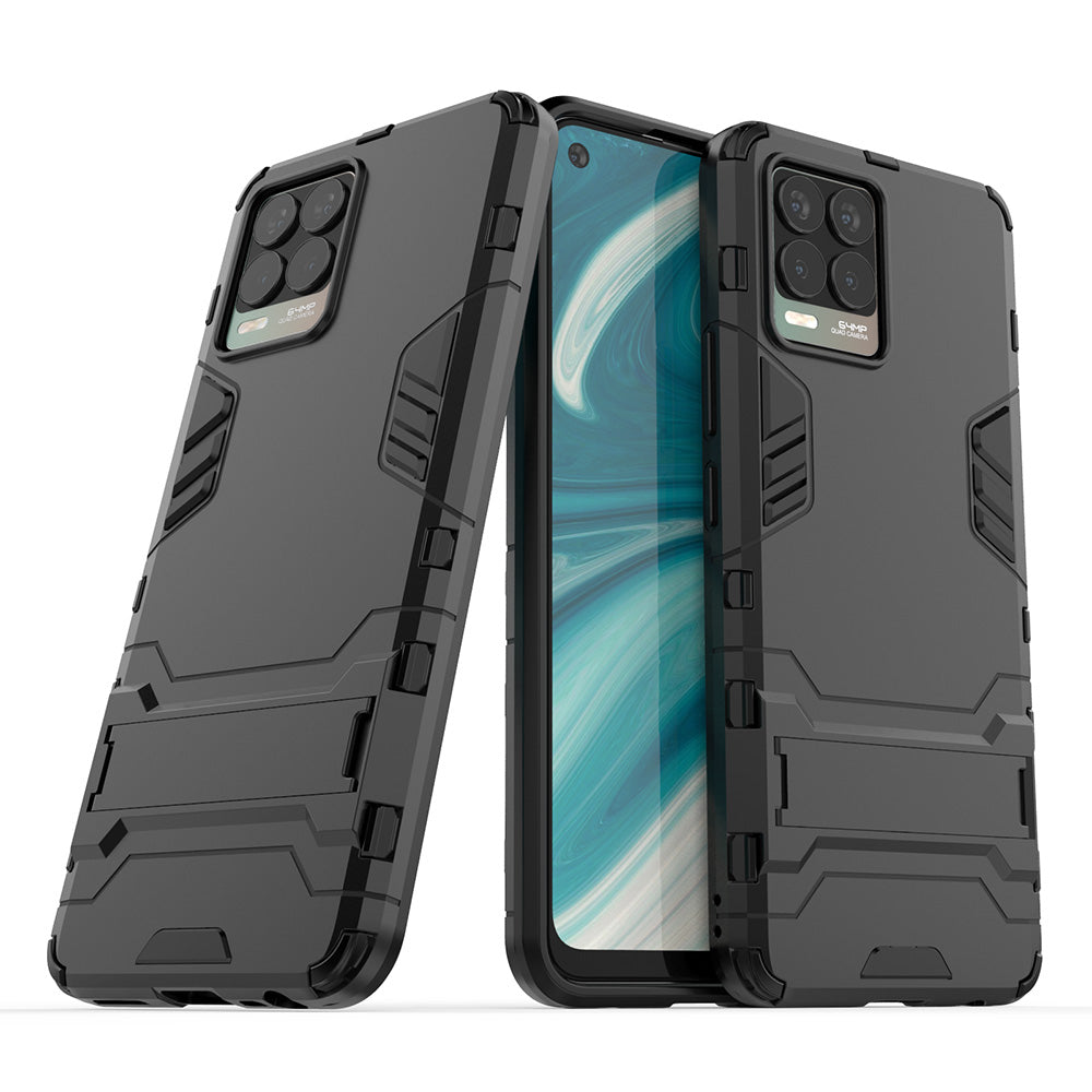 2-in-1 PC + TPU Hybrid Phone Case Cover Shell with Kickstand for Realme 8 4G