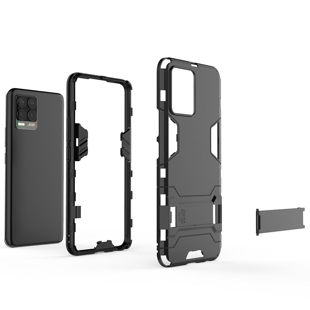 2-in-1 PC + TPU Hybrid Phone Case Cover Shell with Kickstand for Realme 8 4G