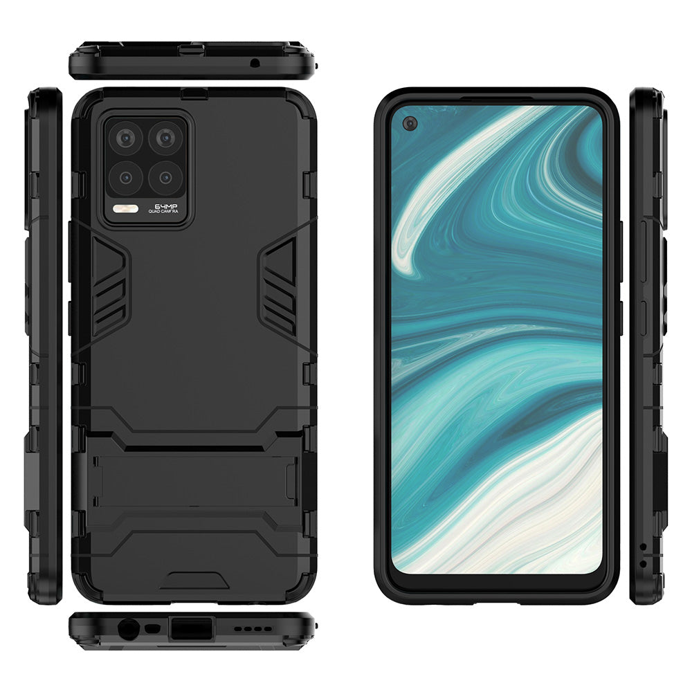 2-in-1 PC + TPU Hybrid Phone Case Cover Shell with Kickstand for Realme 8 4G