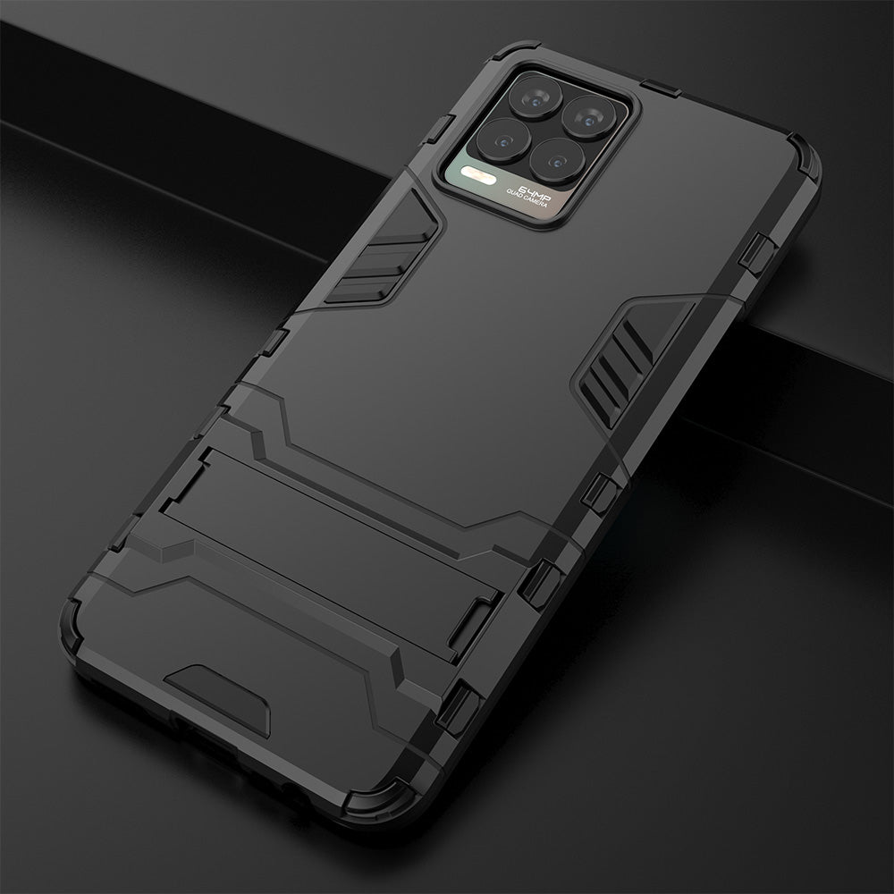 2-in-1 PC + TPU Hybrid Phone Case Cover Shell with Kickstand for Realme 8 4G