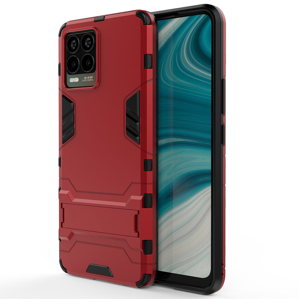 2-in-1 PC + TPU Hybrid Phone Case Cover Shell with Kickstand for Realme 8 4G