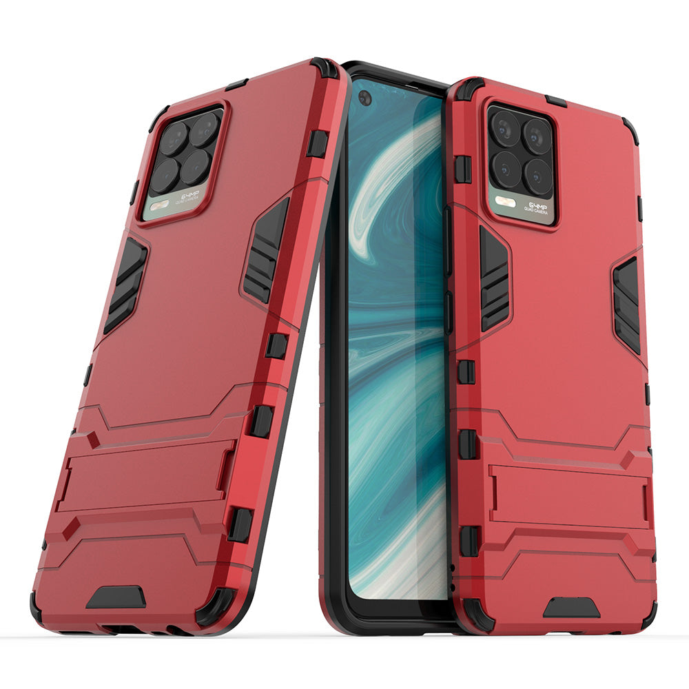 2-in-1 PC + TPU Hybrid Phone Case Cover Shell with Kickstand for Realme 8 4G