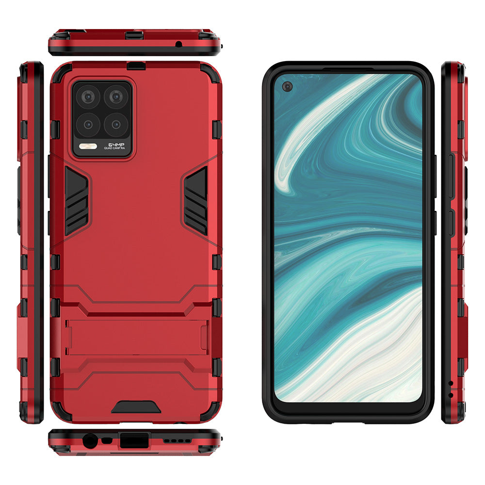 2-in-1 PC + TPU Hybrid Phone Case Cover Shell with Kickstand for Realme 8 4G
