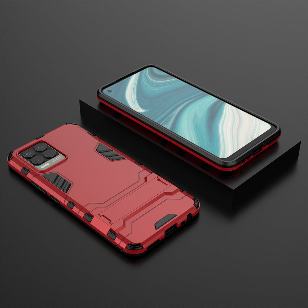 2-in-1 PC + TPU Hybrid Phone Case Cover Shell with Kickstand for Realme 8 4G