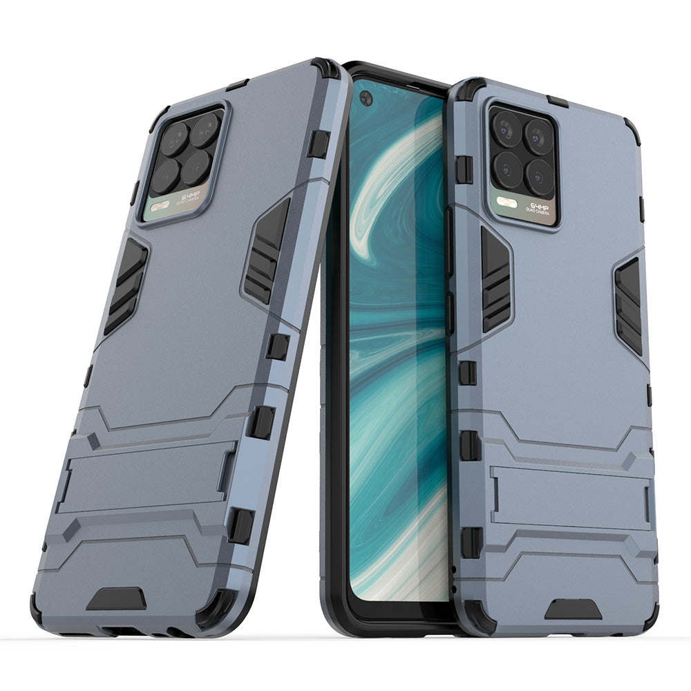 2-in-1 PC + TPU Hybrid Phone Case Cover Shell with Kickstand for Realme 8 4G