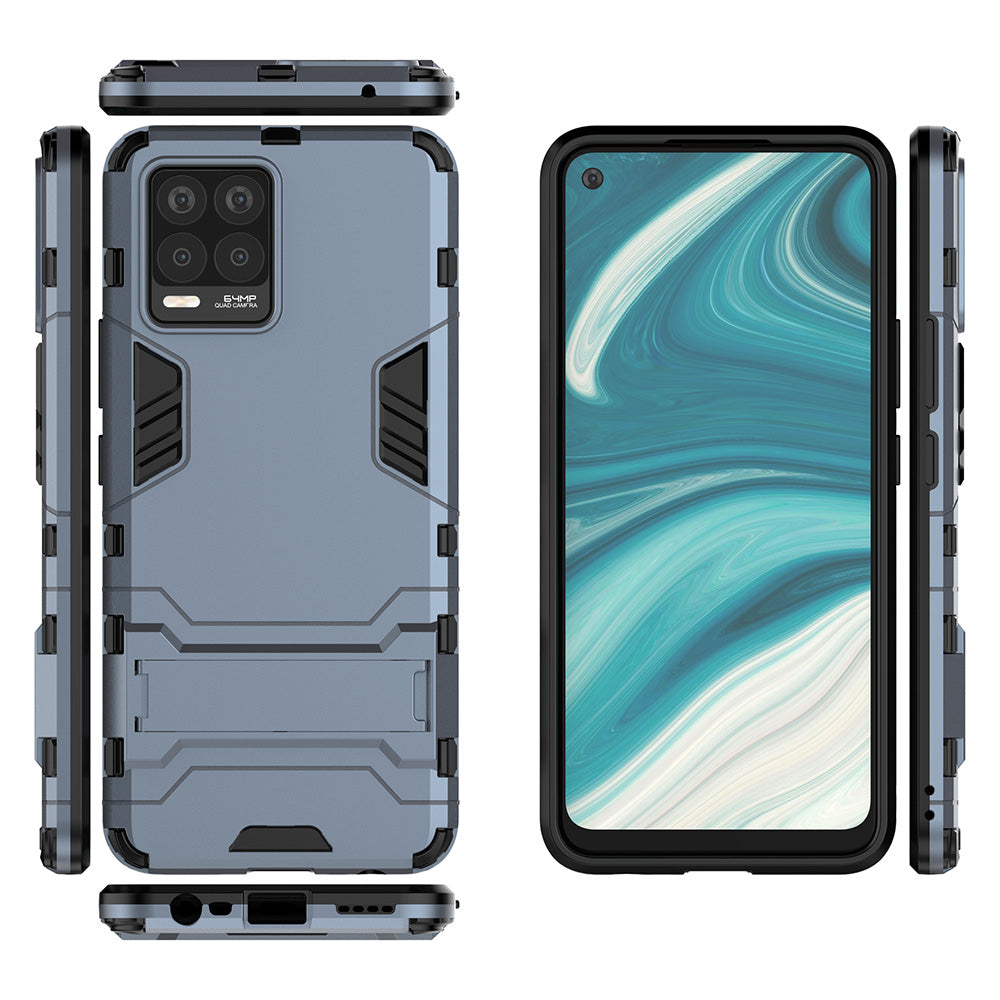 2-in-1 PC + TPU Hybrid Phone Case Cover Shell with Kickstand for Realme 8 4G