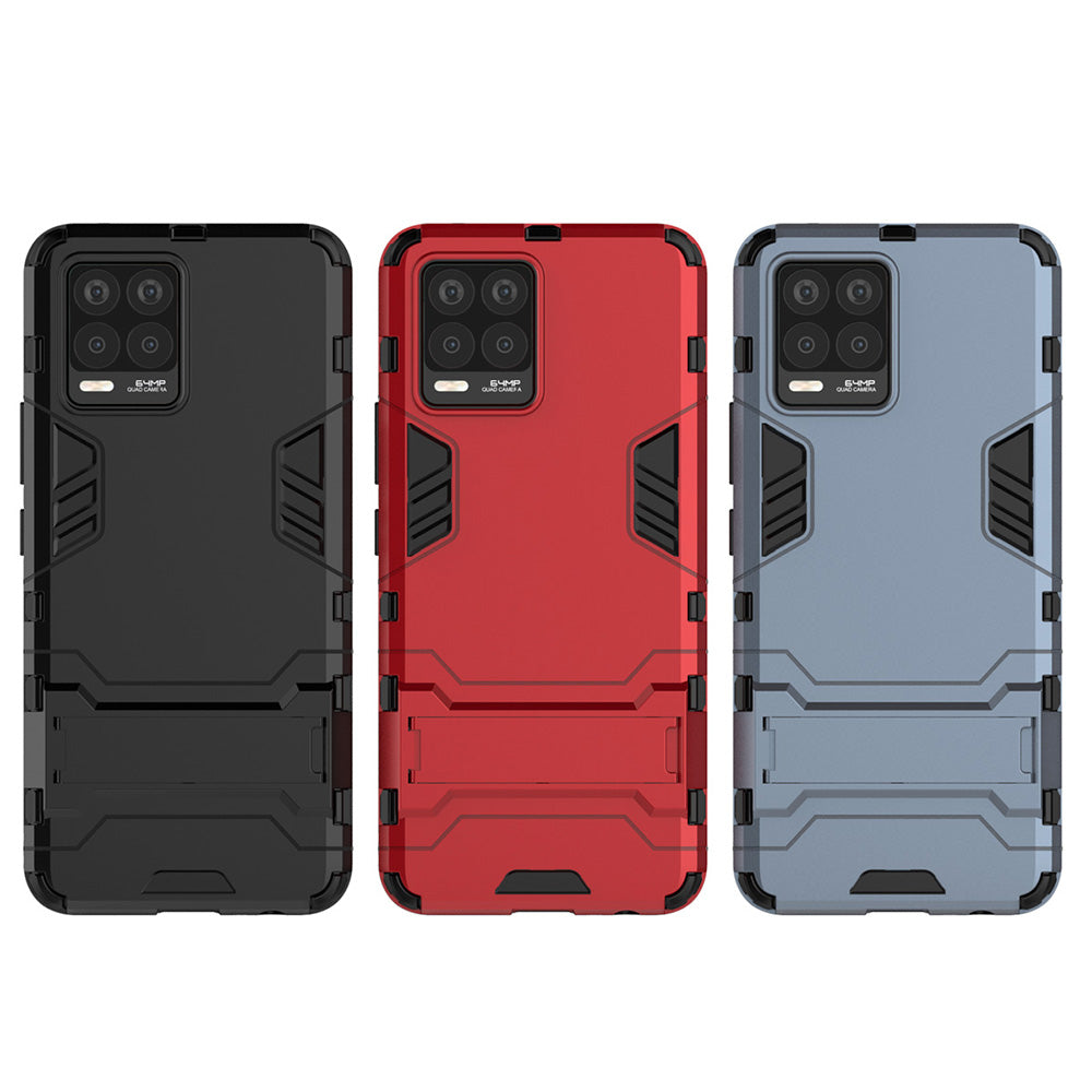 2-in-1 PC + TPU Hybrid Phone Case Cover Shell with Kickstand for Realme 8 4G
