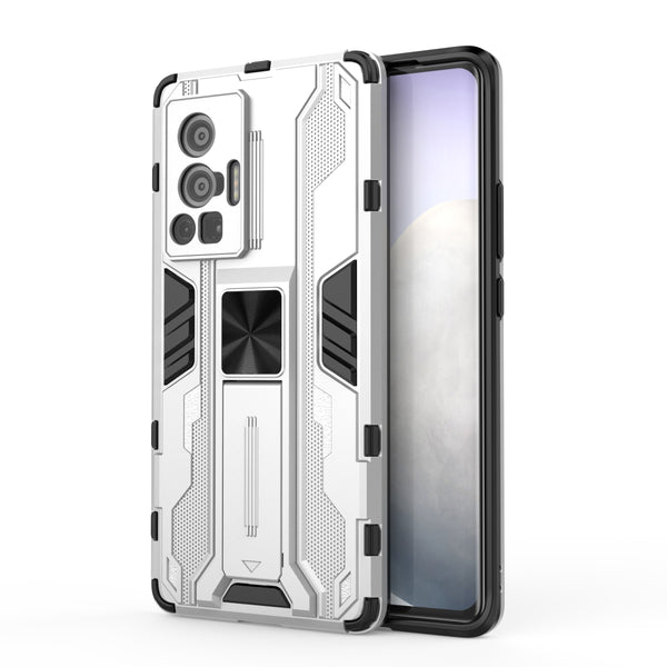 Vertical and Horizontal Kickstand Hard PC + Soft TPU Dual Layer Protection Phone Case for vivo X70 Pro