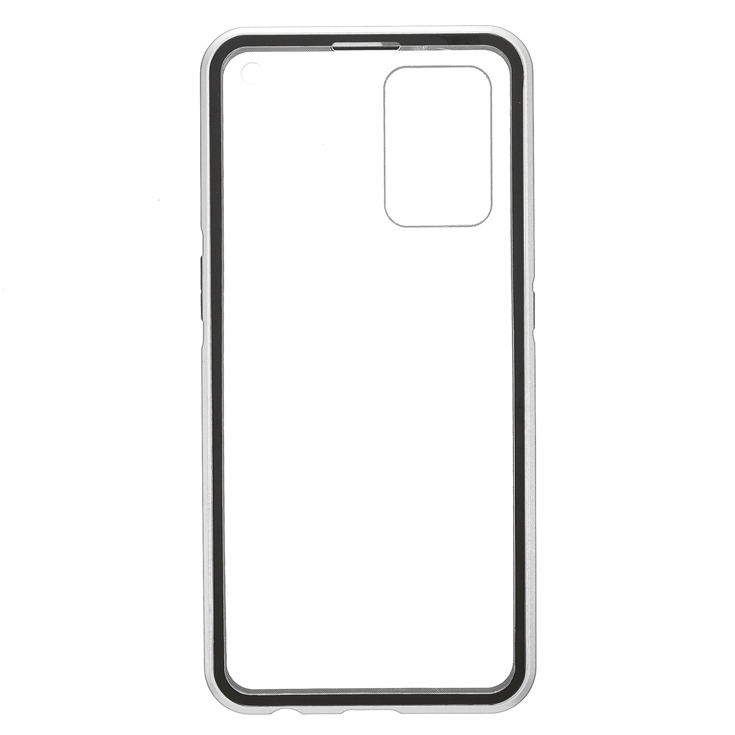 Full Coverage Magnetic Absorption Phone Cover Metal Frame + Double-sided Tempered Glass Hybrid Case for Oppo Reno6 Z