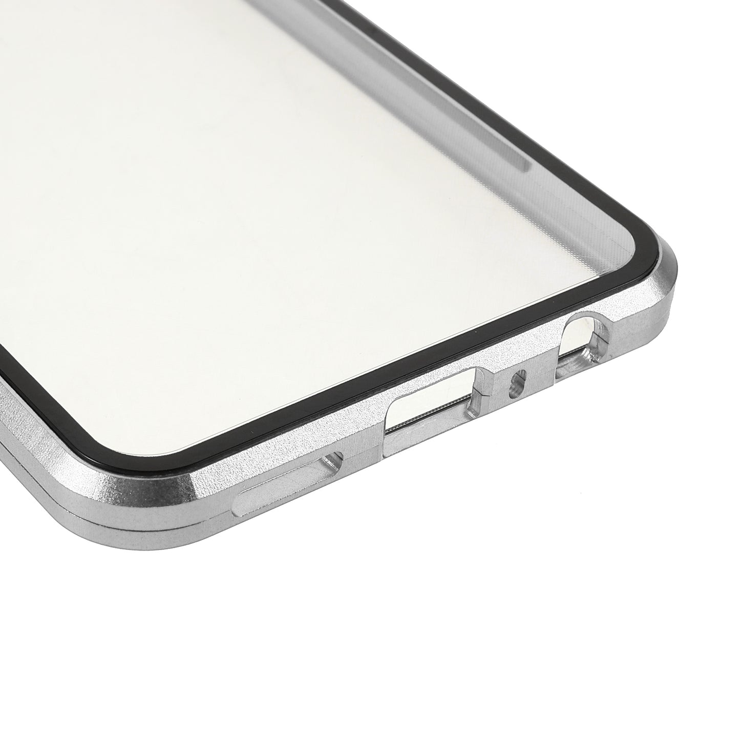 Full Coverage Magnetic Absorption Phone Cover Metal Frame + Double-sided Tempered Glass Hybrid Case for Oppo Reno6 Z