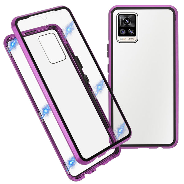 Ultra Clear Double-sided Tempered Glass + Metal Frame Magnetic Phone Case Cover for vivo V20