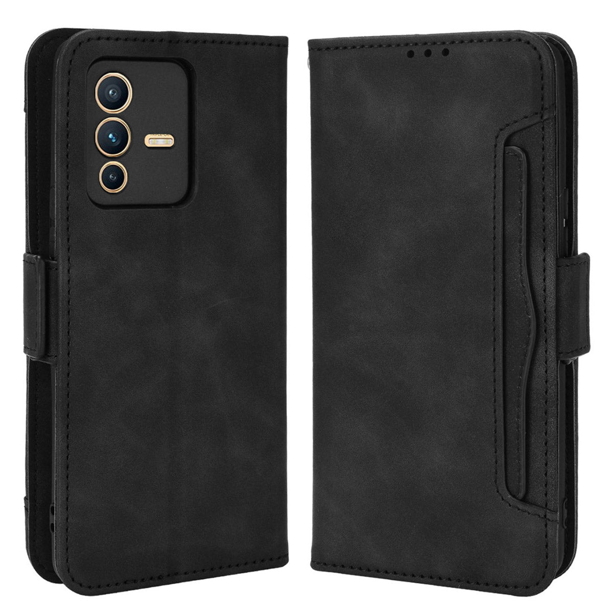 For vivo S12 Pro / V23 Pro Multi-Card Slots Wallet Phone Case Premium PU Leather Stand Magnetic Flip Protective Cover