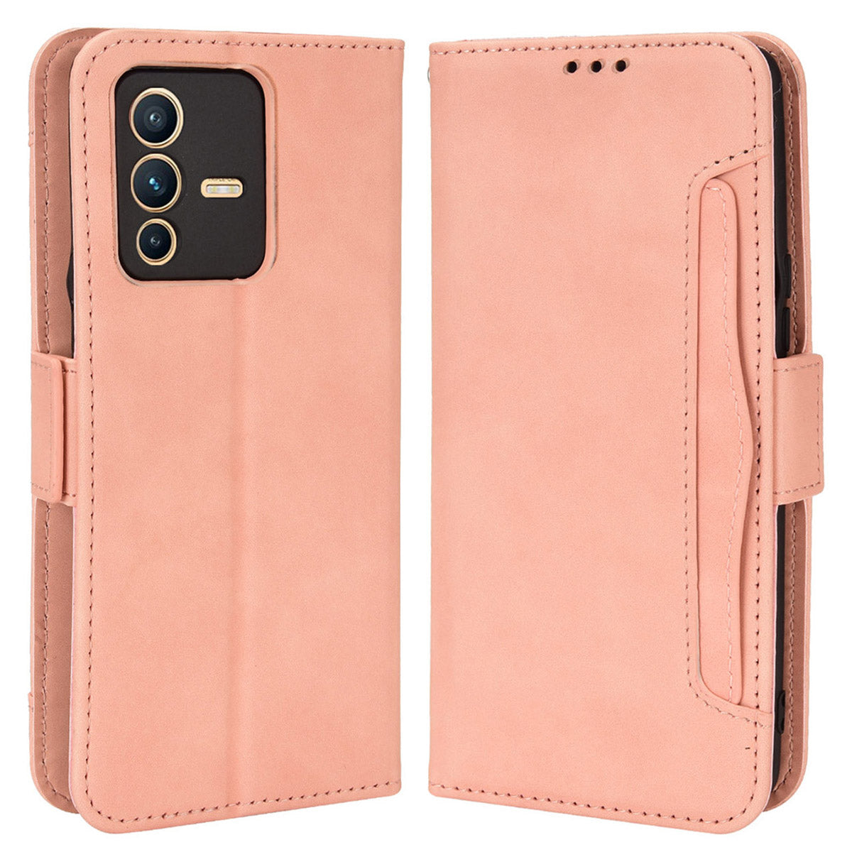 For vivo S12 Pro / V23 Pro Multi-Card Slots Wallet Phone Case Premium PU Leather Stand Magnetic Flip Protective Cover