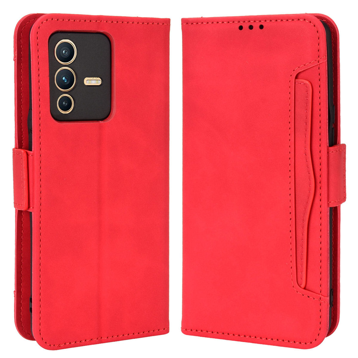 For vivo S12 Pro / V23 Pro Multi-Card Slots Wallet Phone Case Premium PU Leather Stand Magnetic Flip Protective Cover