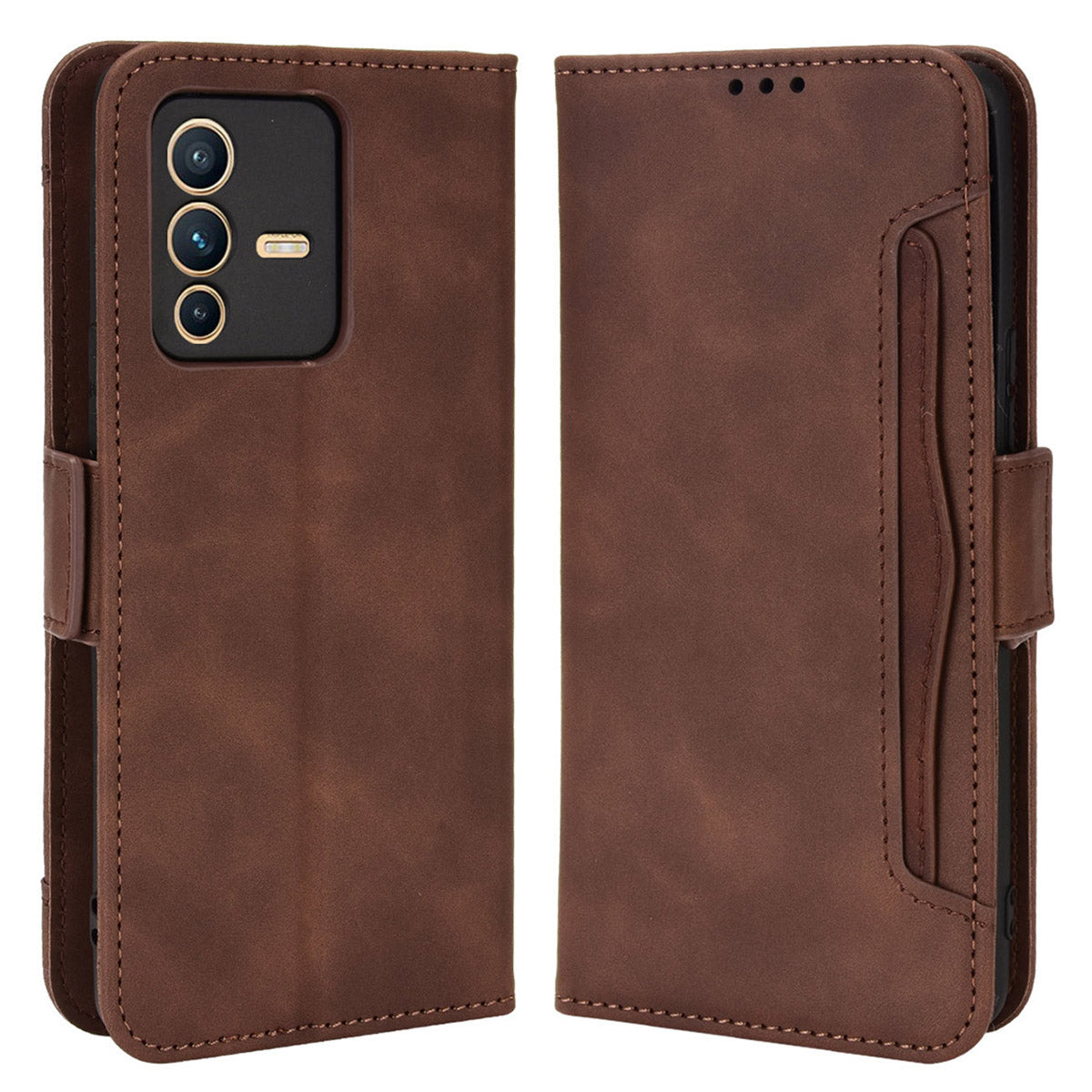 For vivo S12 Pro / V23 Pro Multi-Card Slots Wallet Phone Case Premium PU Leather Stand Magnetic Flip Protective Cover