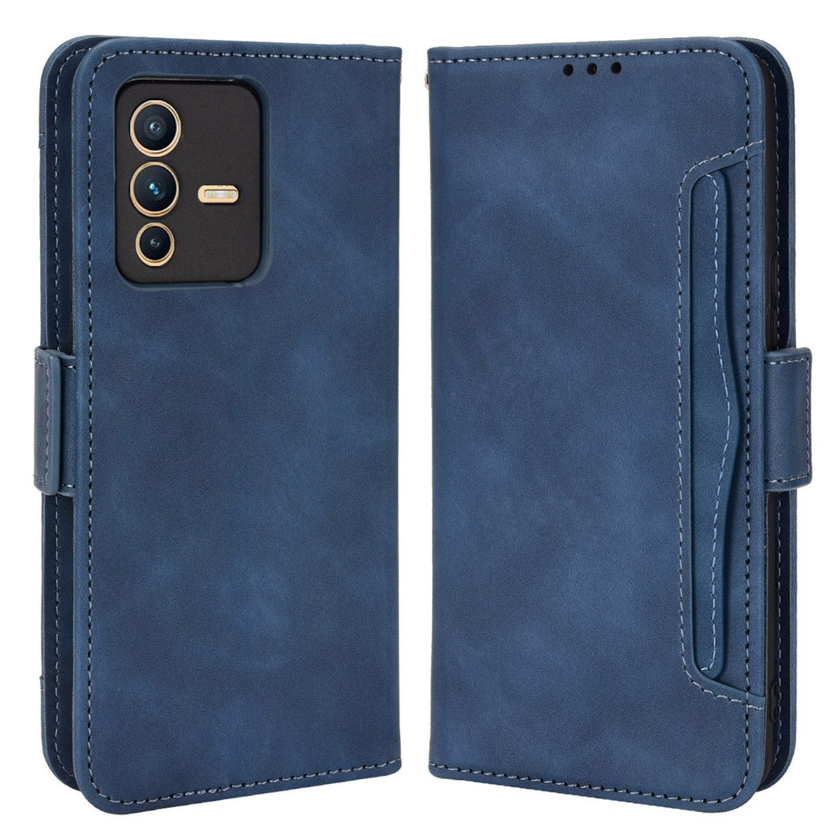 For vivo S12 Pro / V23 Pro Multi-Card Slots Wallet Phone Case Premium PU Leather Stand Magnetic Flip Protective Cover