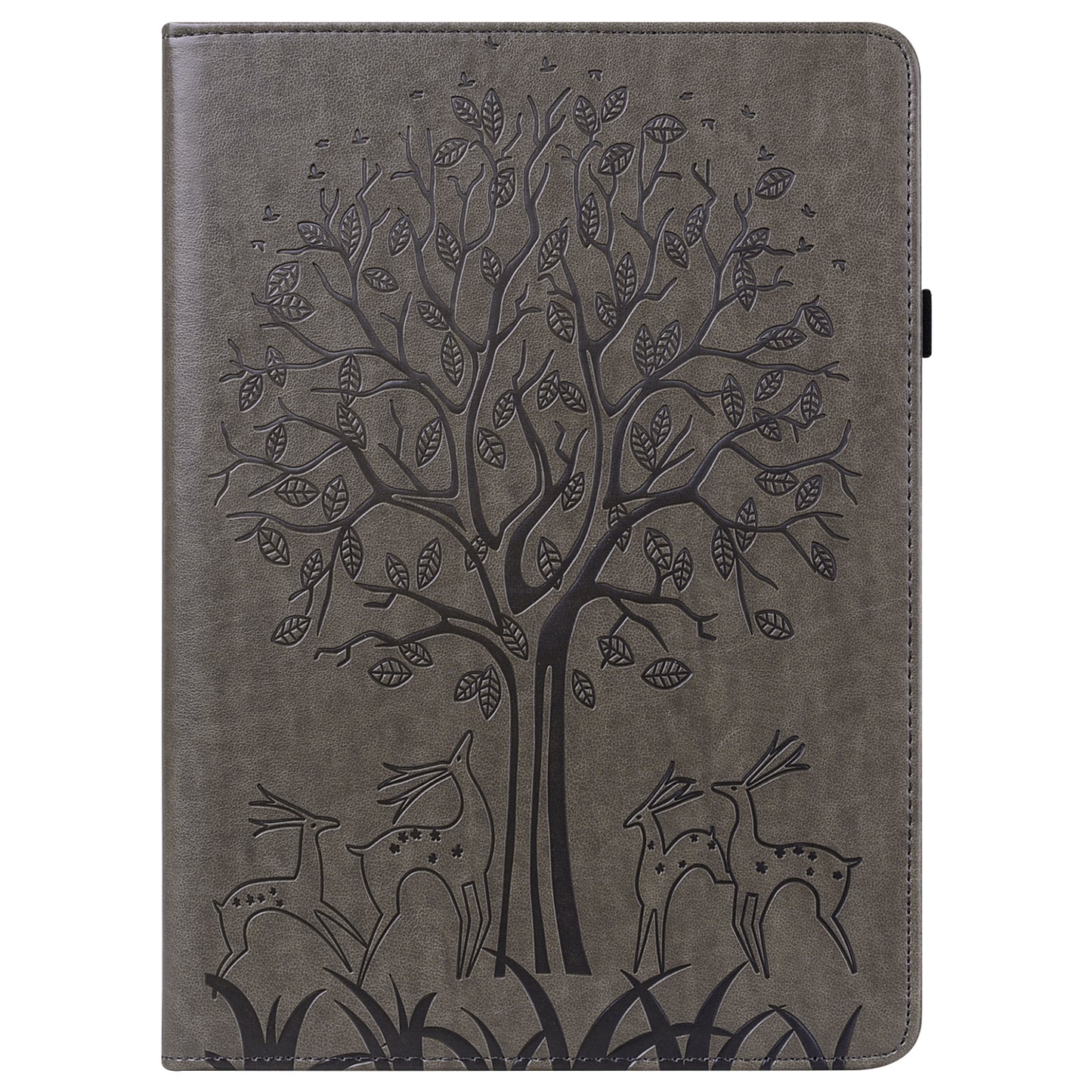 For Oppo Pad Tree Deer Imprinted Stand PU Leather Tablet Cover Card Holder Protective Case with Elastic Band Closure