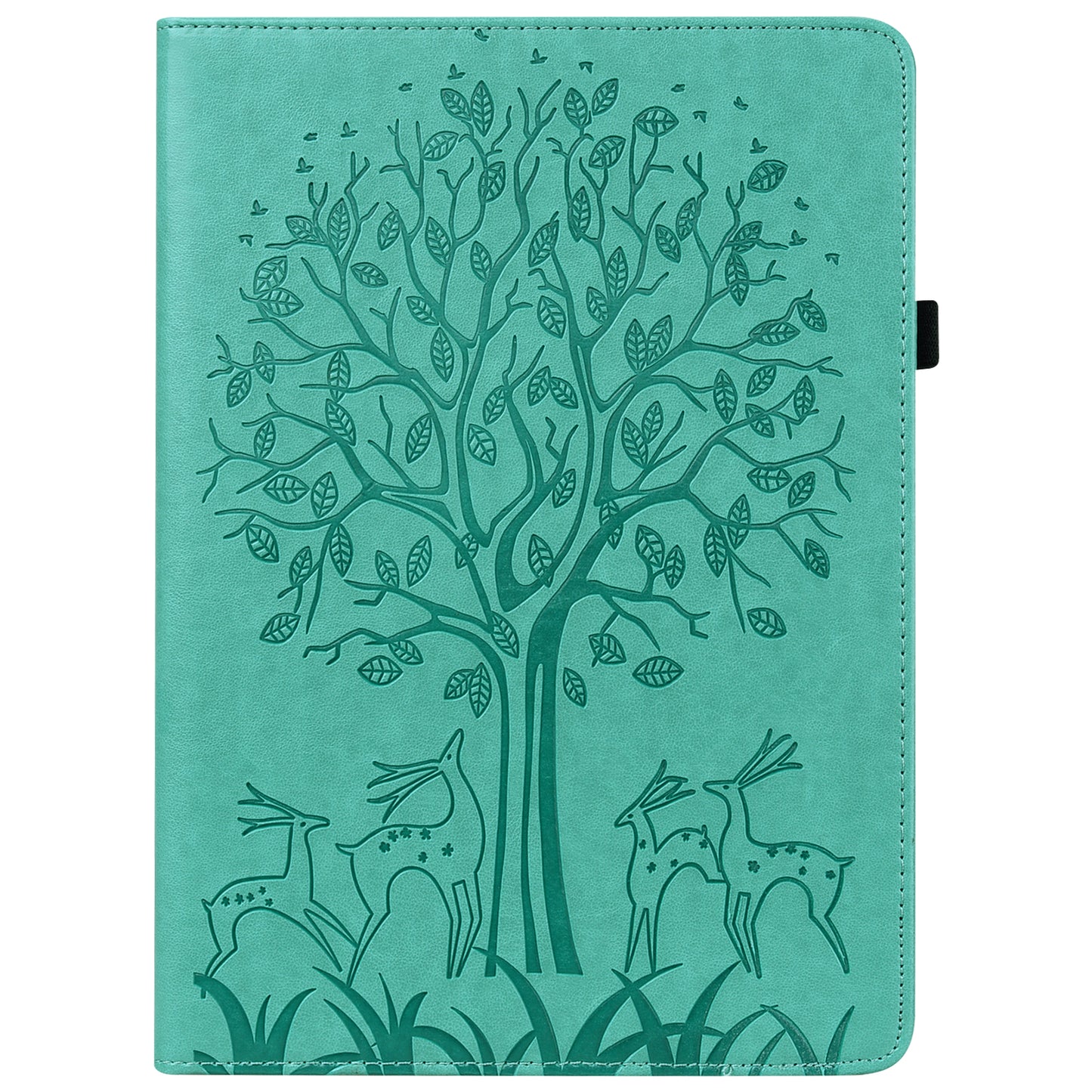 For Oppo Pad Tree Deer Imprinted Stand PU Leather Tablet Cover Card Holder Protective Case with Elastic Band Closure