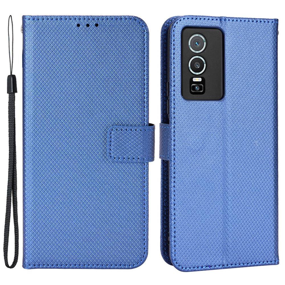 All-inclusive Protection Phone Case for vivo Y76 5G Anti-fall PU Leather Magnetic Wallet Stand Shell Folio Flip Cover with Diamond Texture