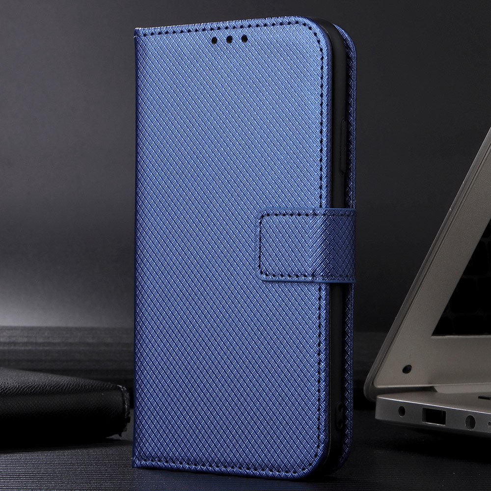 All-inclusive Protection Phone Case for vivo Y76 5G Anti-fall PU Leather Magnetic Wallet Stand Shell Folio Flip Cover with Diamond Texture
