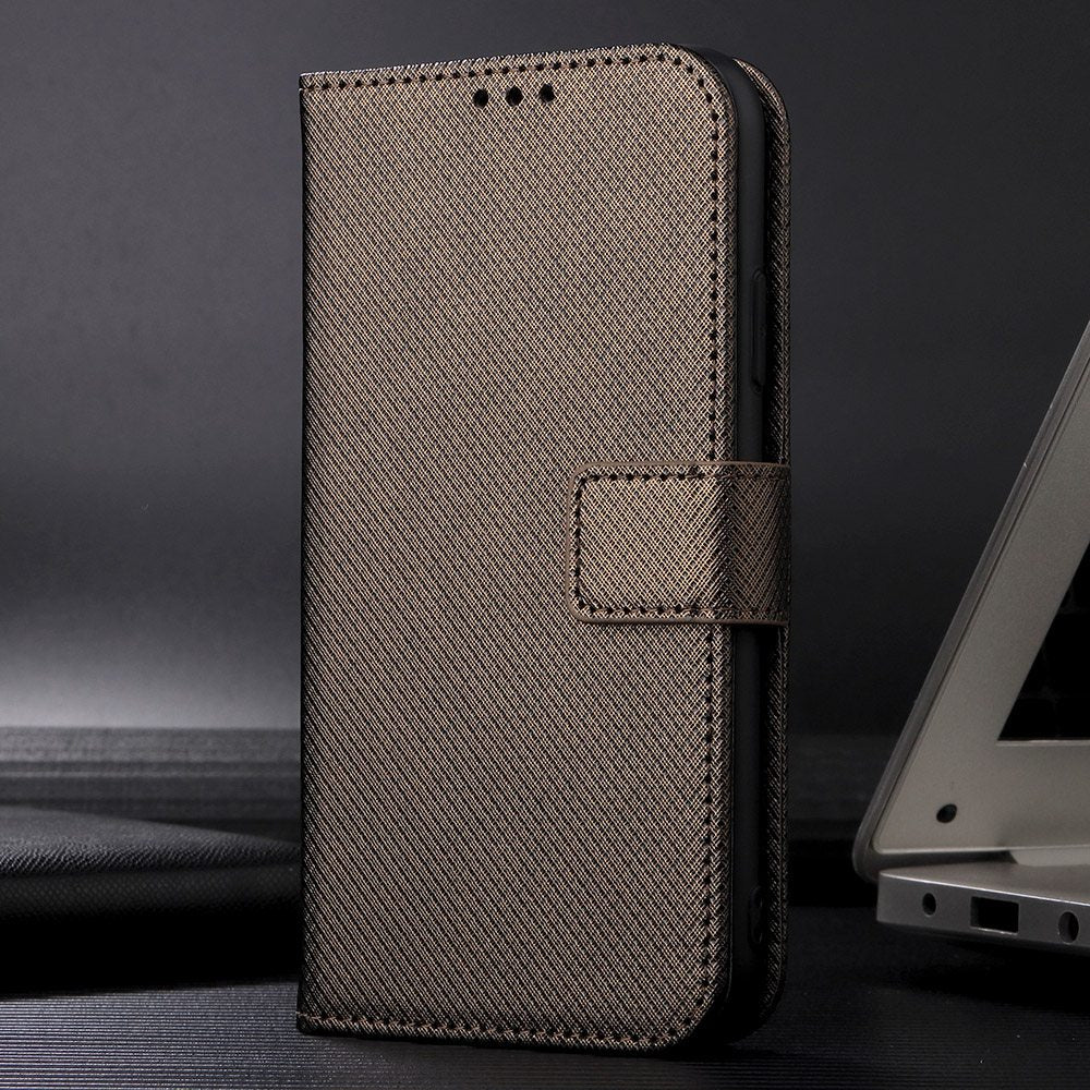 All-inclusive Protection Phone Case for vivo Y76 5G Anti-fall PU Leather Magnetic Wallet Stand Shell Folio Flip Cover with Diamond Texture