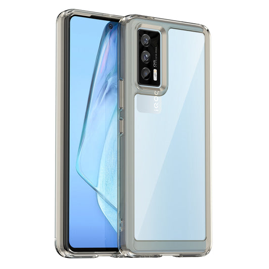For vivo iQOO 7 (India) 5G/iQOO Neo5 Wear-resistant Anti-drop Transparent Back Case Hybrid Acrylic + TPU Mobile Phone Cover with Independent Buttons