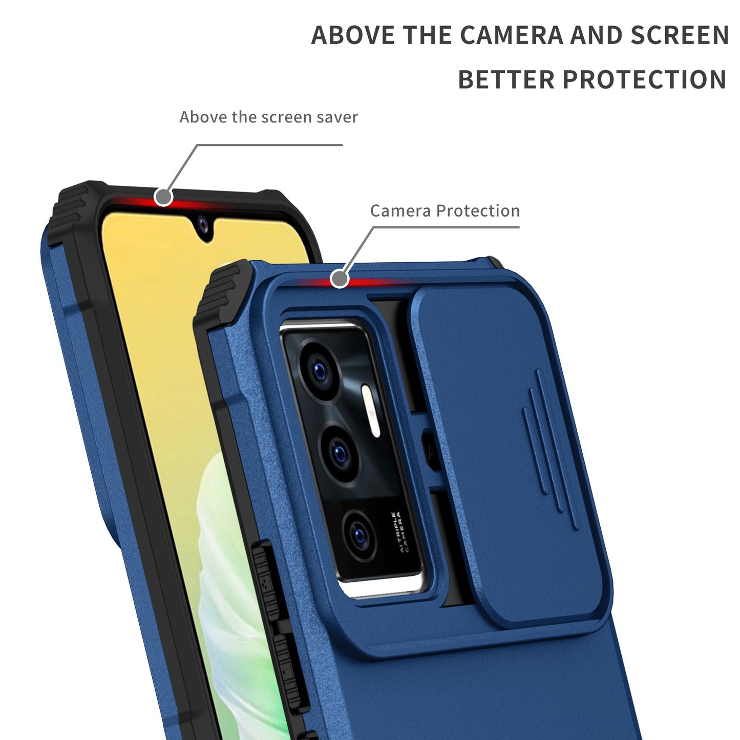 Protective Phone Case for vivo V23e 5G/S10e 5G Kickstand PC + TPU Cover with Sliding Camera Protection